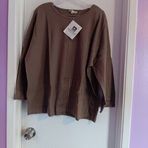 MARKETPLACE  HANDWORK OF INDIA WOMEN'S MUSHROOM GREY TUNIC NWT 2W